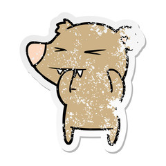 distressed sticker of a angry bear cartoon