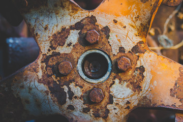 The rusting machine is used as a background