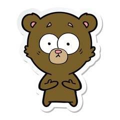 sticker of a surprised bear cartoon