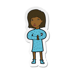 sticker of a cartoon calm woman