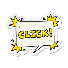 sticker of a cartoon click sign