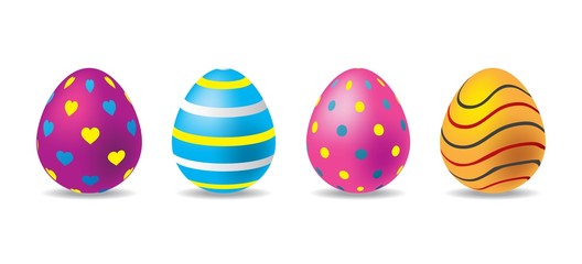 Fototapeta na wymiar 3d colorful easter egg set. easter eggs with colorful patterns. easter day element. digital vector design.