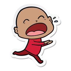sticker of a cartoon shouting bald man