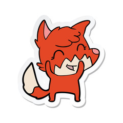 sticker of a happy cartoon fox