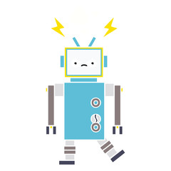 flat color retro cartoon robot