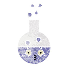 retro illustration style cartoon test tube