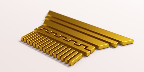 Gold Capital Column.3D Render Illustration
