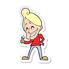 sticker of a cartoon man snapping fingers