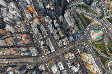 Top down view of Hong Kong city