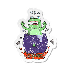 retro distressed sticker of a cartoon funny halloween toad