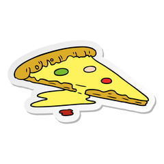 sticker cartoon doodle of a slice of pizza