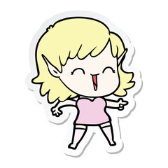 sticker of a cartoon elf girl