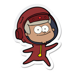 sticker of a happy astronaut cartoon