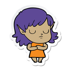 sticker of a cartoon elf girl