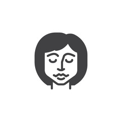 Face vector icon. filled flat sign for mobile concept and web design. Woman face with closed eyes glyph icon. Symbol, logo illustration. Pixel perfect vector graphics