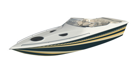 Powerboat Isolated on white background 3d illustration