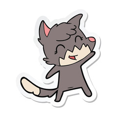 sticker of a happy cartoon fox