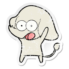 distressed sticker of a cute cartoon elephant