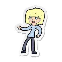 sticker of a cartoon girl pointing