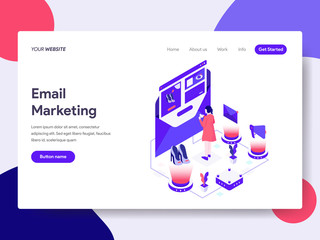 Landing page template of Email Marketing Illustration Concept. Isometric flat design concept of web page design for website and mobile website.Vector illustration