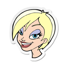 sticker of a cartoon pretty female face