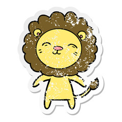 distressed sticker of a cartoon lion