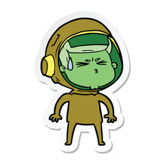 sticker of a cartoon stressed astronaut