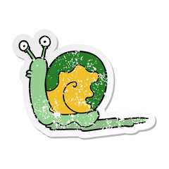 distressed sticker of a cartoon snail