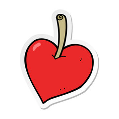 sticker of a cartoon love heart apple