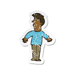 retro distressed sticker of a cartoon surprised man