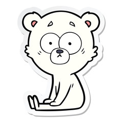 sticker of a nervous polar bear cartoon