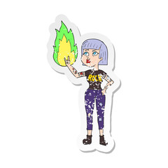 retro distressed sticker of a cartoon rock girl