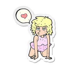 sticker of a cartoon woman in love