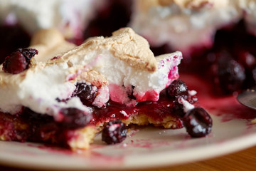 berry dessert with black currant and meringue