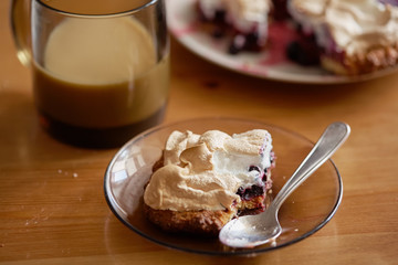 berry dessert with black currant and meringue