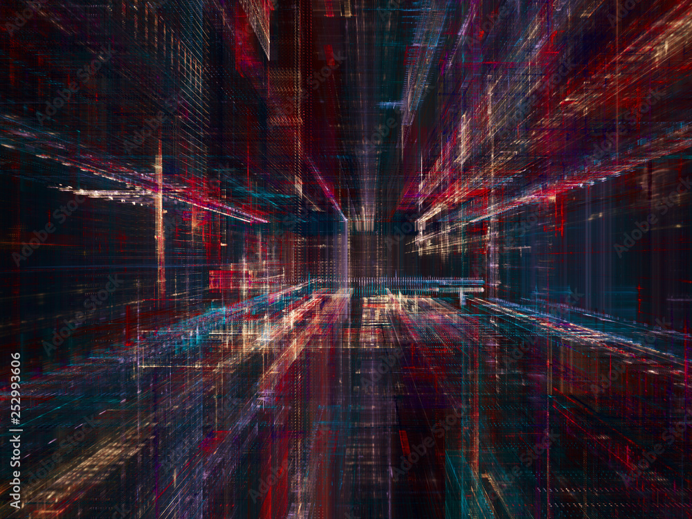 Poster abstract background. digital data visualization. 3d illustration based on fractal graphics.