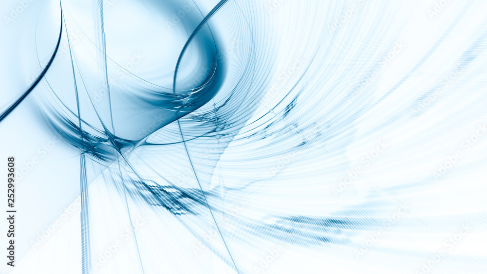 Poster abstract blue on white background texture. dynamic curves ands blurs pattern. detailed fractal graph