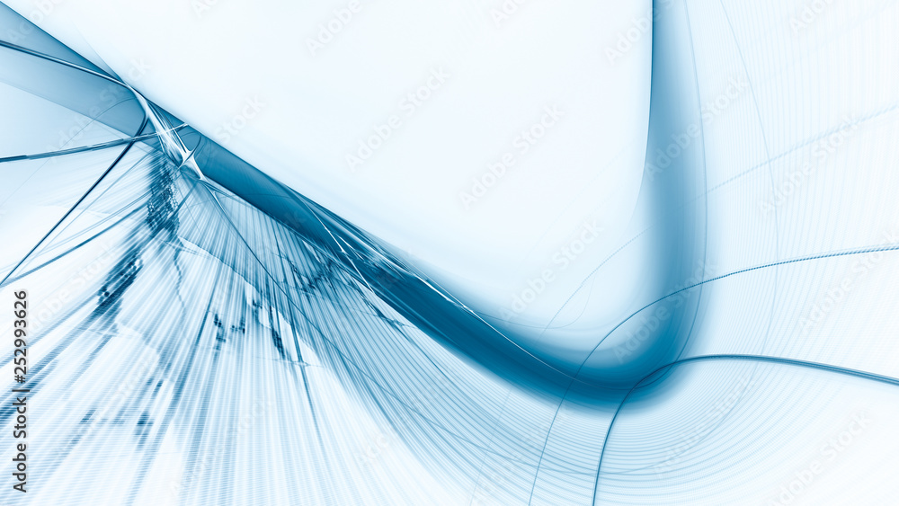 Aufkleber abstract blue on white background texture. dynamic curves ands blurs pattern. detailed fractal graph