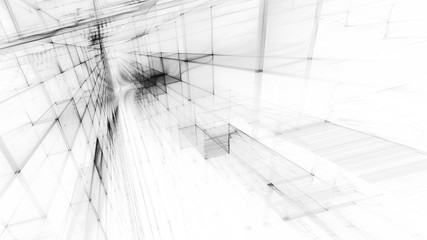 Abstract black and white background element. Fractal graphics 3d illustration. Science or technology concept.