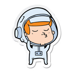 sticker of a cartoon confident astronaut