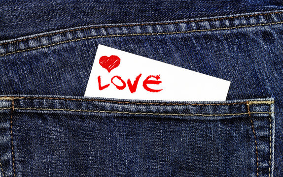 Love card in jeans pocket