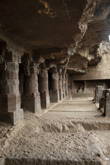 Cave1, View of the porch and area in  front, Aurangabad caves, Western Group, Aurangabad, Maharashtra, India.