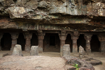 Cave1, View of the porch and area in  front, Aurangabad caves, Western Group, Aurangabad, Maharashtra, India.