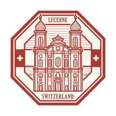 Stamp with Jesuit Church, Lucerne, Switzerland