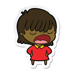 sticker of a cartoon woman talking loudly