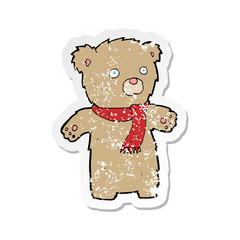 retro distressed sticker of a cartoon teddy bear
