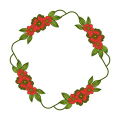 Vector illustration various shape red wreath frames blooms hand drawn
