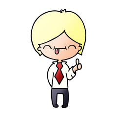gradient cartoon of boy with thumb up