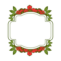 Vector illustration various shape red wreath frames blooms hand drawn