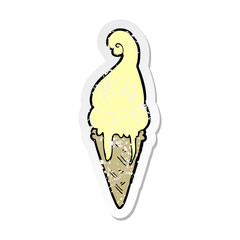 distressed sticker of a cartoon ice cream